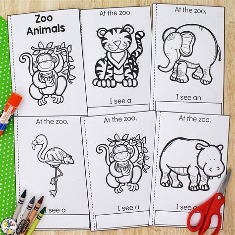 zoo animals cut paste book printable book  kids