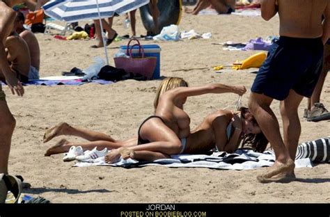 topless jordan at the beach big tits and big boobs at boobie blog