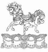 Coloring Pages Horse Carousel Drawing Colouring Carriage Animal Color Merry Go Unicorn Round Beautiful Printable Print War Getdrawings Adult Vector sketch template