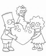 Coloring Bart Lisa Maggie Simpsons Pages Valentines Printable Cartoon Choose Board Sheets sketch template