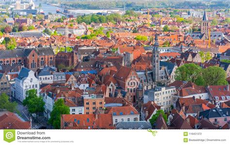 areal view  bruges belgium editorial photography image  exterior european