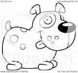 Spotted Dog Chubby Sitting Clipart Cartoon Resting Outlined Coloring Vector Thoman Cory Royalty Clipartof sketch template