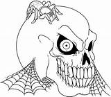 Scary Coloring Pages Skull Spider Kids sketch template