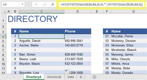 phone list template sortable  column phone directory