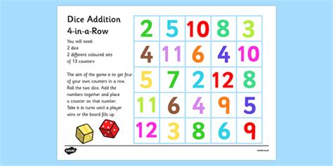 addition games    row dice game teacher