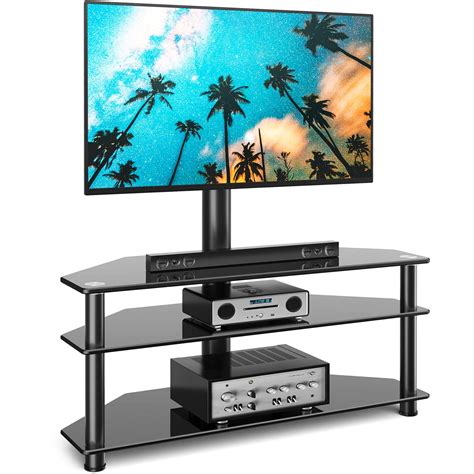 Buy Rfiver Swivel Glass Tv Stand With For 32 65 Inch Flat Or Curved