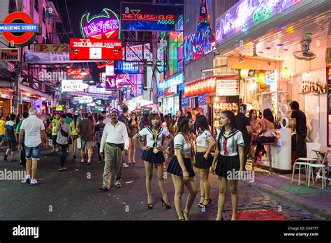 walking street pedestrian zone nightlife bars nightclubs neon
