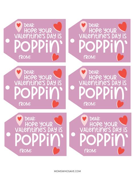 printable valentine tags attach  lollipops pop   popcorn