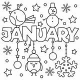 Coloring January Pages Month Printable Color Year Print Toddlers Getcolorings sketch template