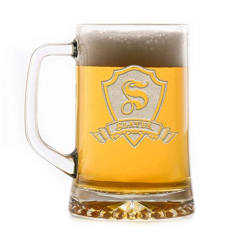 Personalized Monogram Engraved With Name Banner Shield Beer