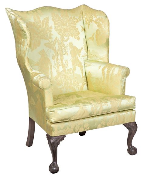 chippendale wing chair  carved legs  claw  ball feet