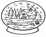 Coloring Pages Globe Snow Snowglobe Woods Winter sketch template