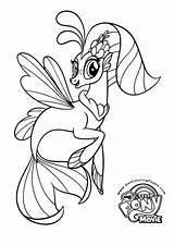 Pony Coloring Little Pages Movie Princess Skystar Mlp Tempest Shadow Hippogriff Printable Color Kleurplaten Dress Character Seapony Colouring Print Film sketch template