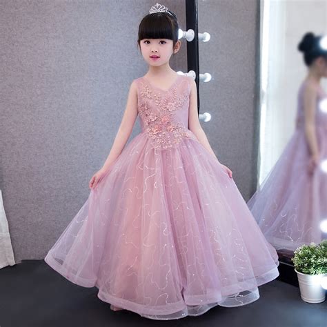 long flower girls dresses kids gowns european fashion party formal dress sundresses