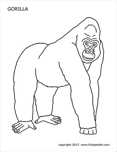 gorilla  printable templates coloring pages firstpalettecom