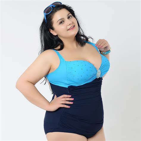 2016 Fat Bikini Swimwear Polka Dot Swimsuit Blue Biquini Swimsuits