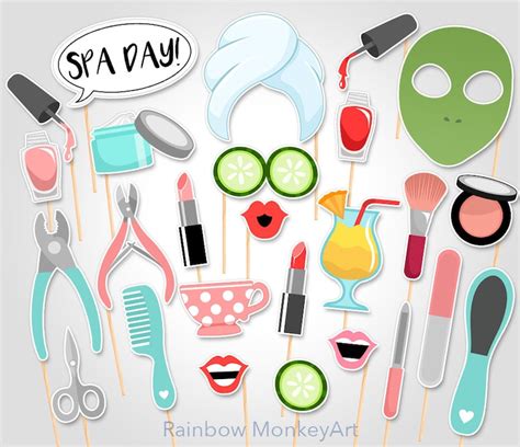 spa day printable photo props spa manicure photo booth props etsy