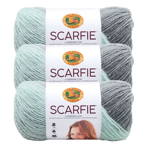 lion brand yarn scarfie mintsilver scarf bulky acrylic wool multi