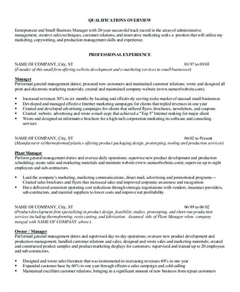 professional manager resume
