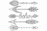 Arrows Bohemian Hope Set Coloring Boho Pages Adult Feathers Tattoo Tribal Doodle Objects Decorative Shirt Chic Style Henna Print Patterned sketch template