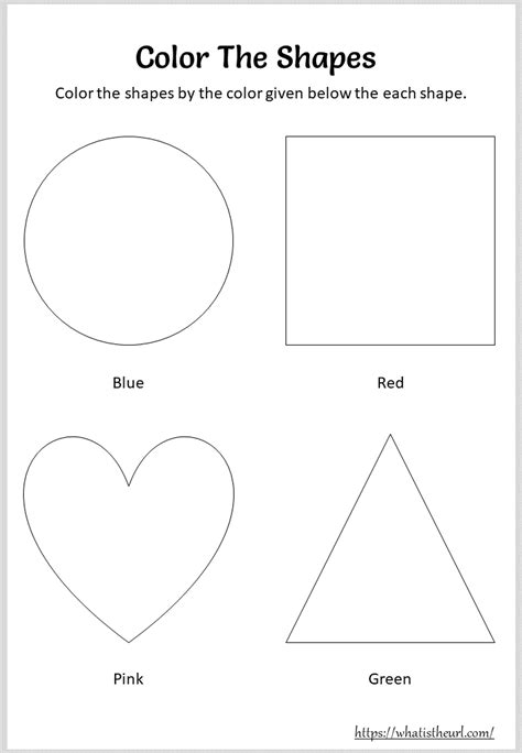 color  shapes worksheets  kindergarten shape worksheets