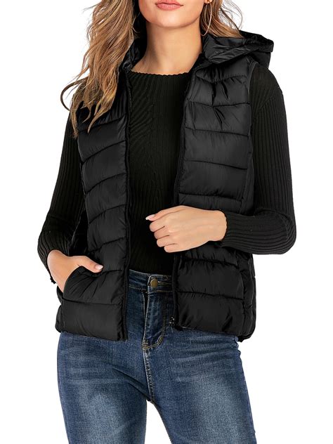 sleeveless hoodie puffer vest womens ultra lightweight packable waterproof windproof jacket
