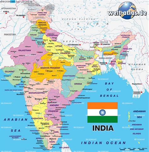map  india politically country welt atlasde