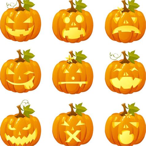 halloween pumpkins vector set   beautiful cartoon styled vector