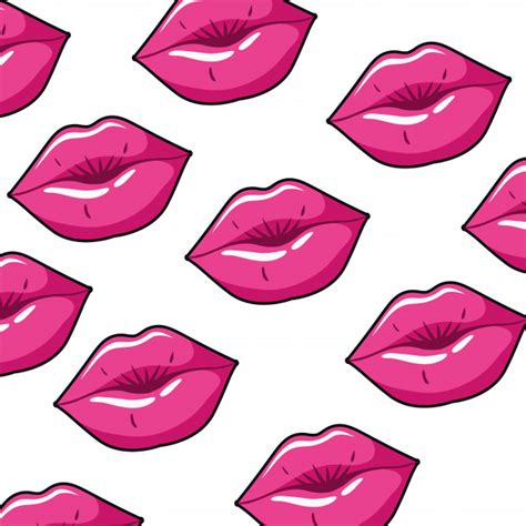 Pattern Female Lips Pop Art Style Premium Vector