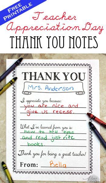 teacher appreciation notes teacher   notes printable