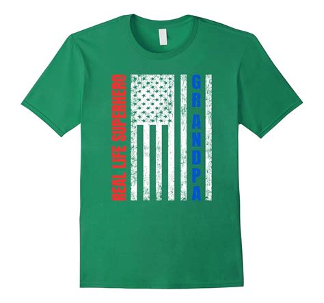 Mens Real Life Superhero Grandpa Distressed American Flag Shirt Teevkd