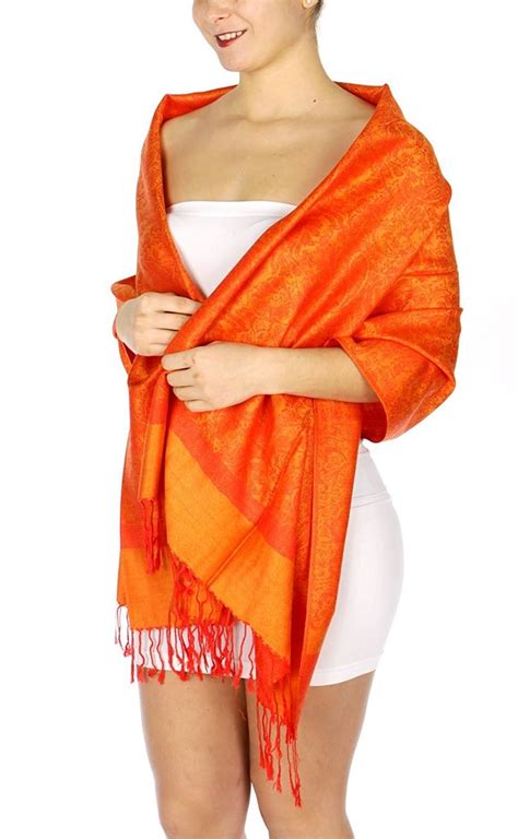 jacquard paisley pashmina orange cfewtpnl scarf styles