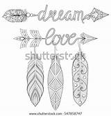 Panki Feathers Arrows Henna Patterned sketch template