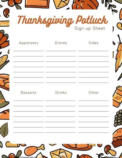 super cute  printable thanksgiving potluck sign  sheet