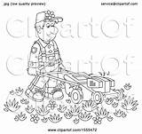 Mower Lineart Landscaper Push Male Illustration Using Royalty Clipart Bannykh Alex Vector sketch template