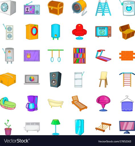equipment icons set cartoon style royalty  vector image