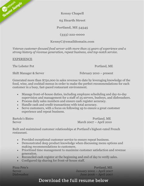 write  perfect food service resume examples included