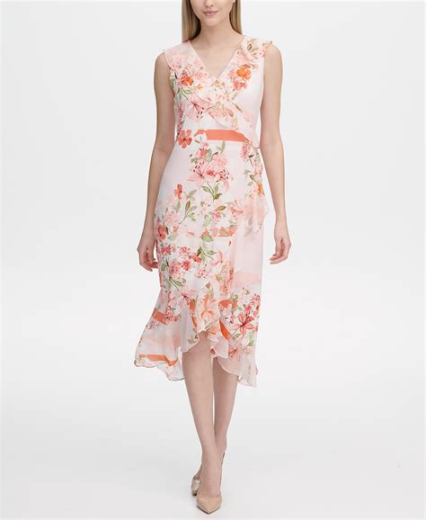 Calvin Klein Women S Floral Print A Line Dress Pink Size Xl