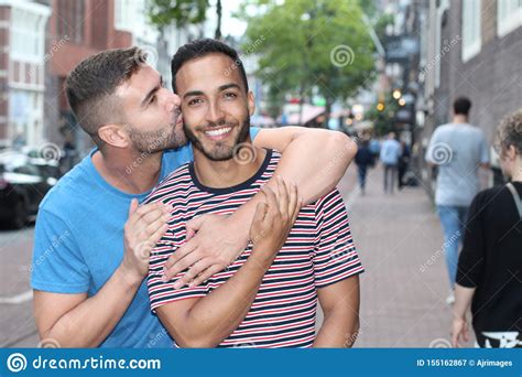 cute gay couple in the city stock image image of equality