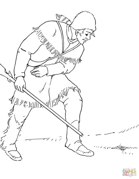 coloring page   image   man  native clothing holding