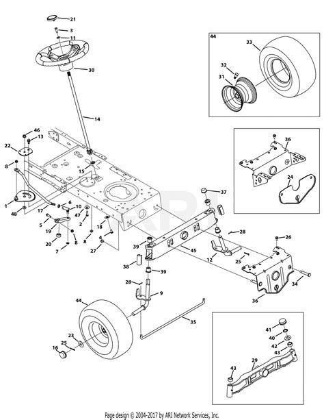 mtd ams     parts diagram  front  steering
