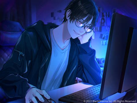 anime boy  computer