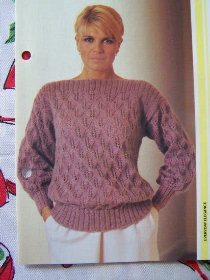80 S Ladys Candle Motif Mohair Pullover Vintage Sweater Knitting Pattern