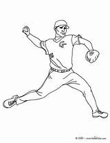Baseball Coloring Pitcher Pages Drawing Players Color Print Hellokids Drawings Sports Printable Line Sketches League sketch template
