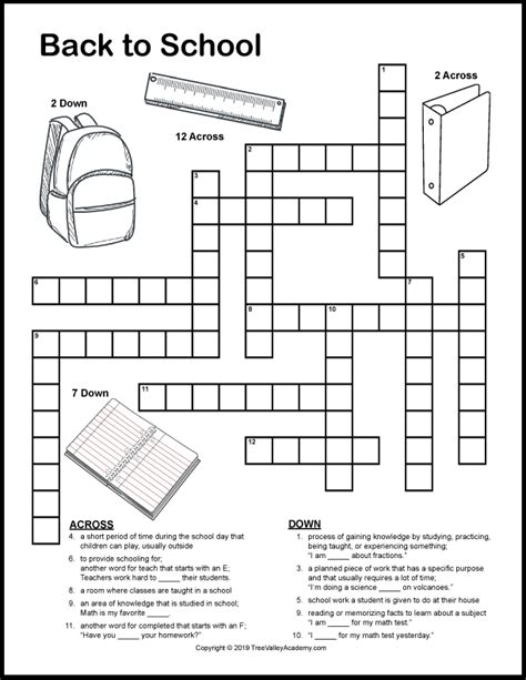 grade crossword puzzles printable