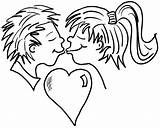 Coloring Boy Girl Pages Kissing Valentine Cartoon Kiss Heart Valentines Kisses Hearts Clipart Print Colouring Printable Color Cliparts Kids Over sketch template