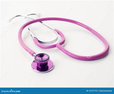 pink stethoscope  white stock image image  medicine