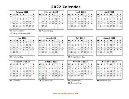 yearly calendar  printable  federal holidays  calendar