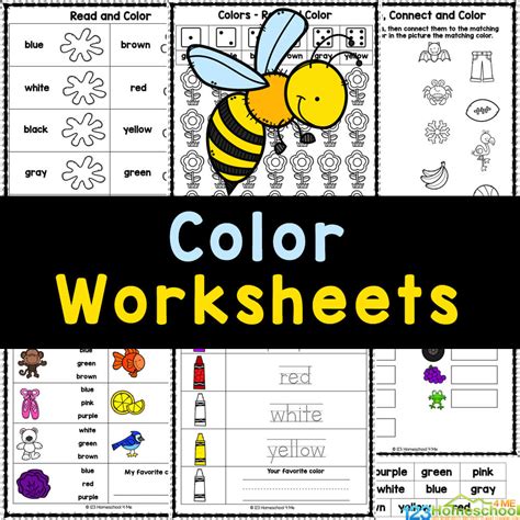 color  worksheets worksheets  kindergarten