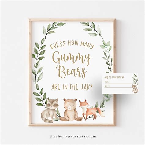guess   gummy bears game  sign guessing card etsy